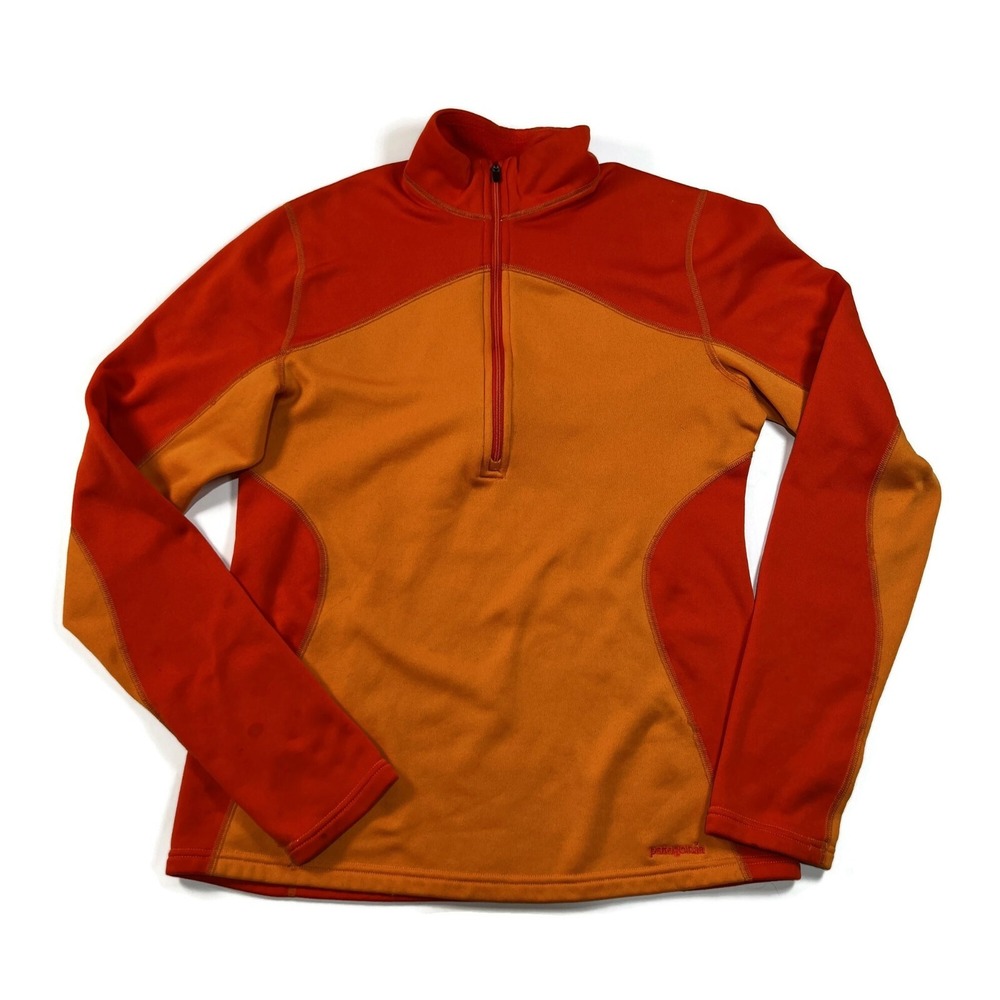 Patagonia Capilene 4 Expedition 1/4 Zip Pullover Sweater Orange Womens Medium - Picture 5 of 11